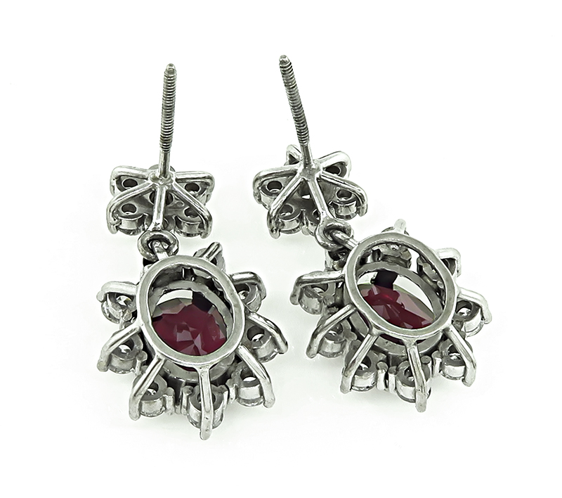 Estate 7.00ct Garnet 1.960ct Diamond Earrings