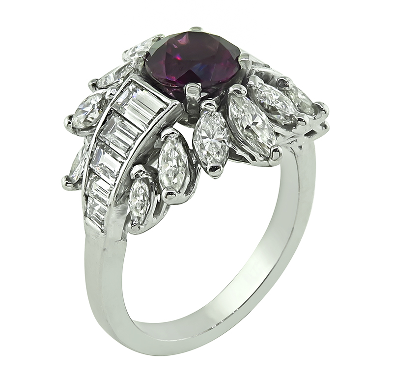 Estate 1.50ct Garnet 2.00ct Diamond Cocktail Ring