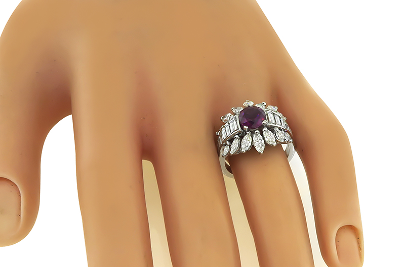 Estate 1.50ct Garnet 2.00ct Diamond Cocktail Ring