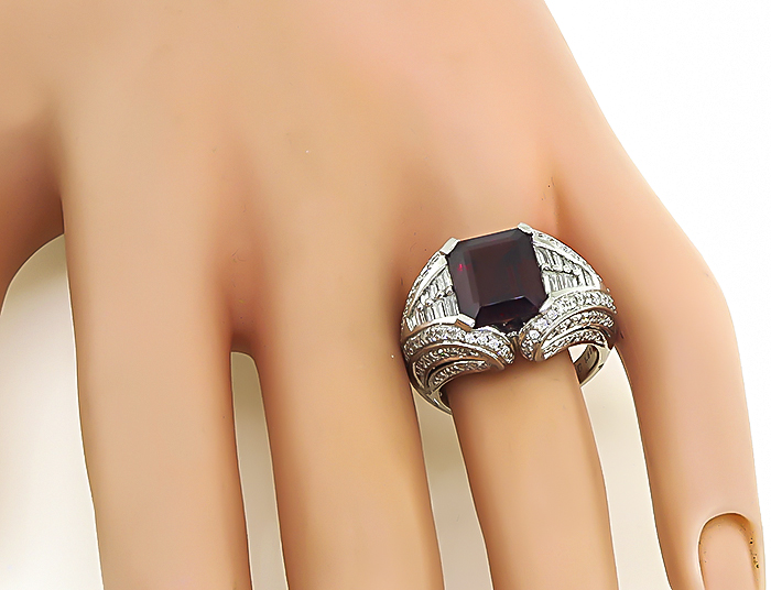 Estate 4.31ct Garnet 1.52ct Diamond Cocktail Ring