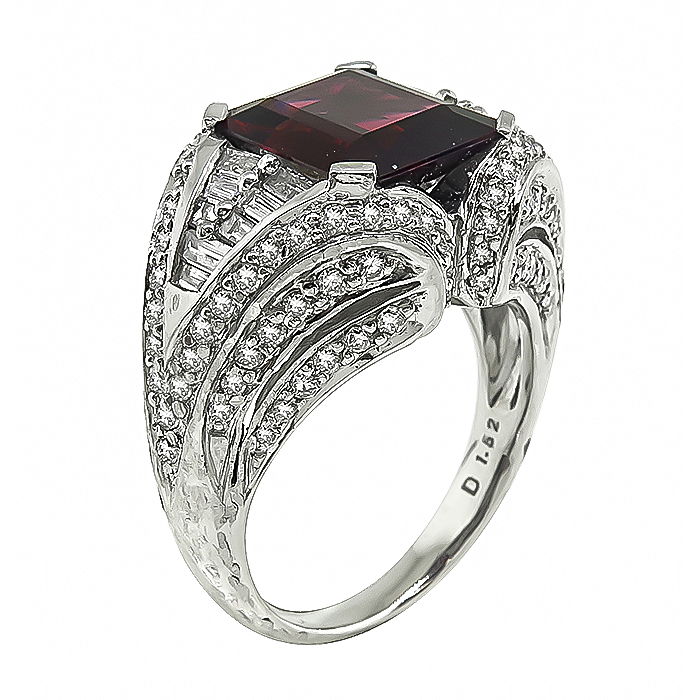 Estate 4.31ct Garnet 1.52ct Diamond Cocktail Ring