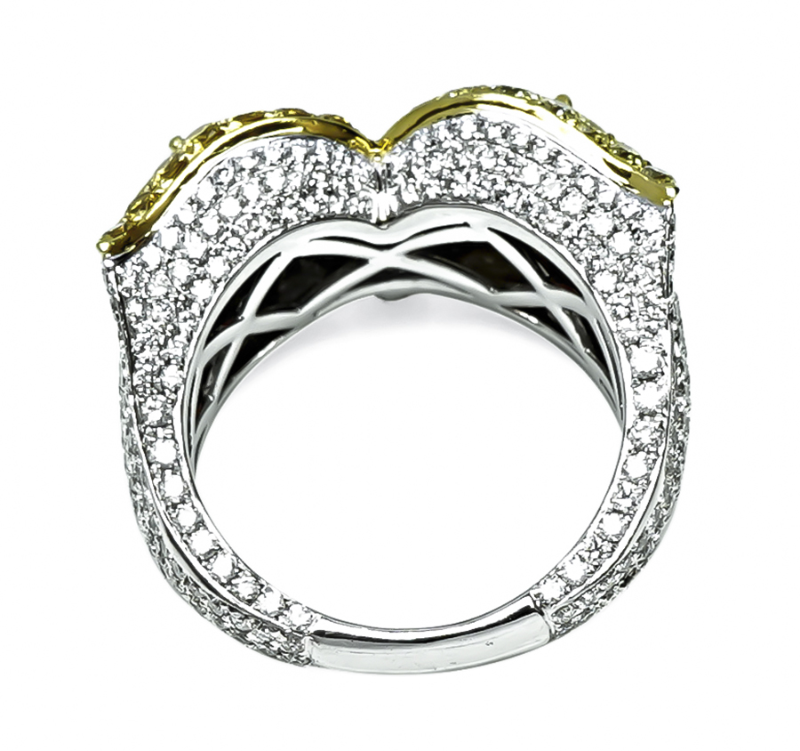 Estate Garnet 2.13ct Diamond 0.59ct Fancy Yellow Diamond Owl Ring