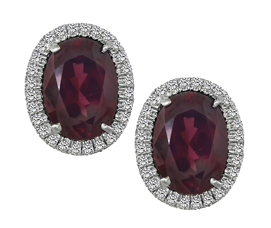 Estate 15.00ct Garnet 4.50ct Diamond Ring Earrings and Pendant Set