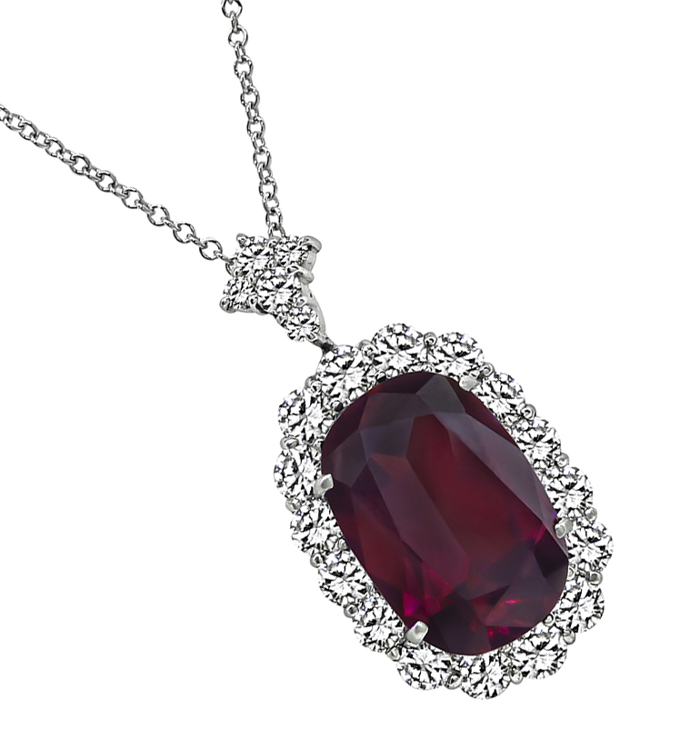 Estate 4.30ct Garnet 1.26ct Diamond Pendant Necklace