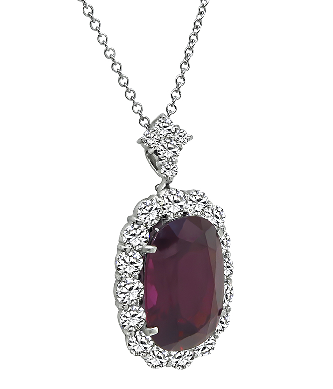 Estate 4.30ct Garnet 1.26ct Diamond Pendant Necklace