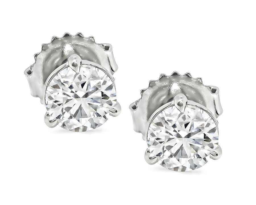 Estate 1.20cttw Diamond Stud Earrings