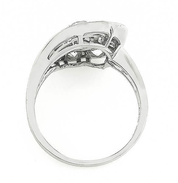 Estate GIA 0.64ct Center Diamond 1.30ct Side Diamond Cocktail Ring