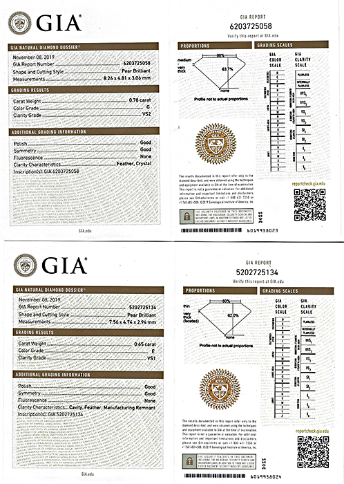 Estate GIA Certified 0.65ct and 0.78ct Diamond Ring