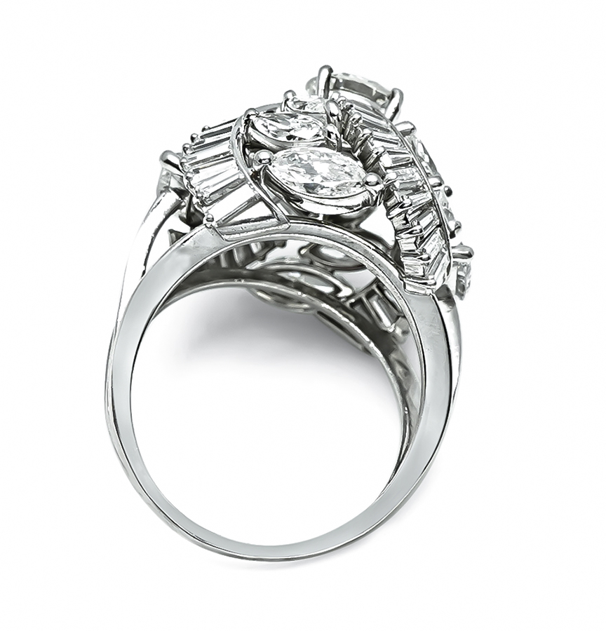 GIA 0.88ct Center Diamond 3.50ct Diamond Cocktail Ring