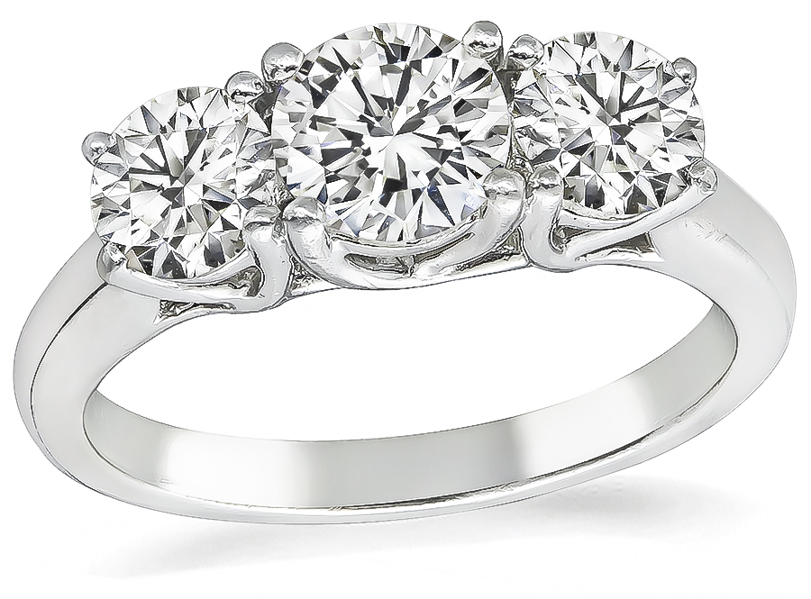 Estate GIA Certified 0.90ct Center Diamond 1.00ct Side Diamond Ring