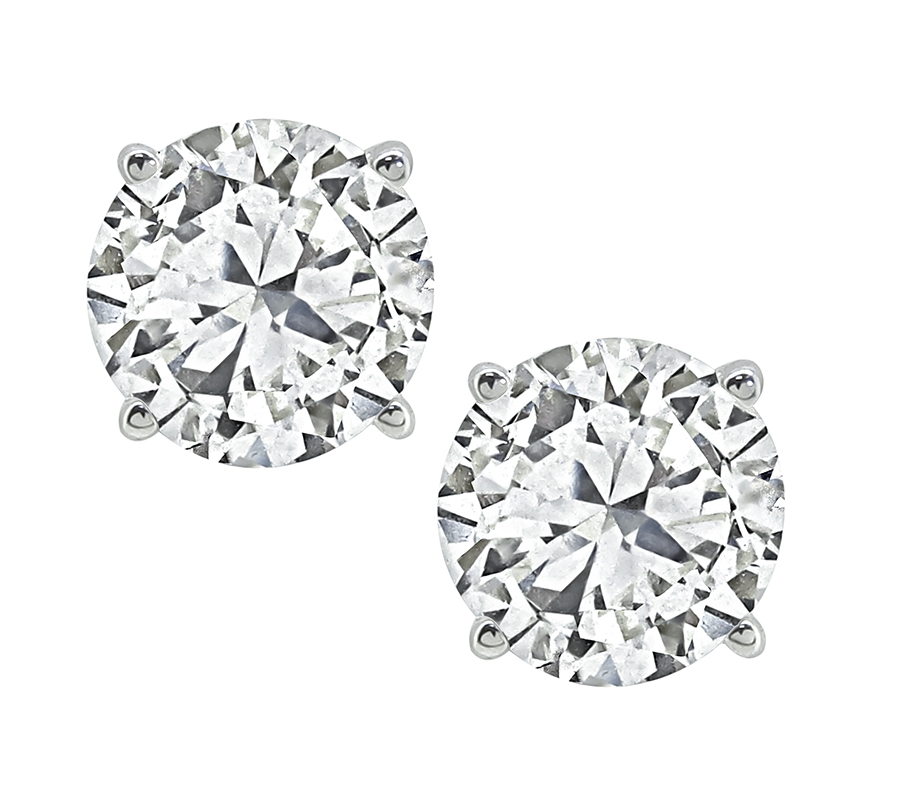 Estate GIA Certified 1.00ct and 1.01ct Diamond Stud Earrings
