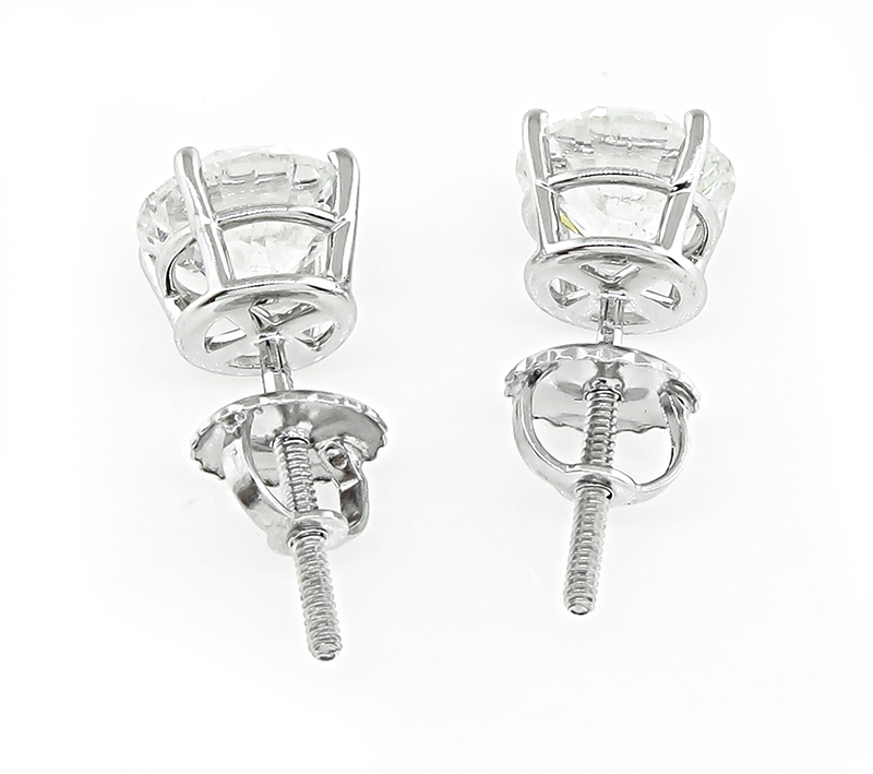 Estate GIA Certified 1.00ct and 1.01ct Diamond Stud Earrings