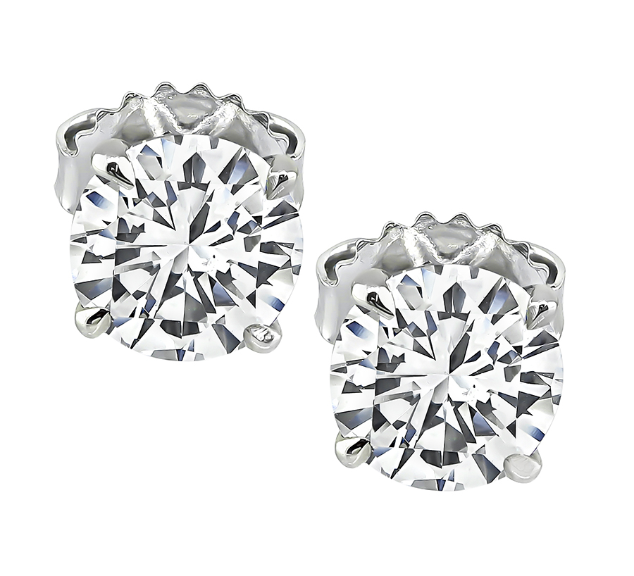 Estate GIA Certified 1.00ct and 1.01ct Diamond Stud Earrings