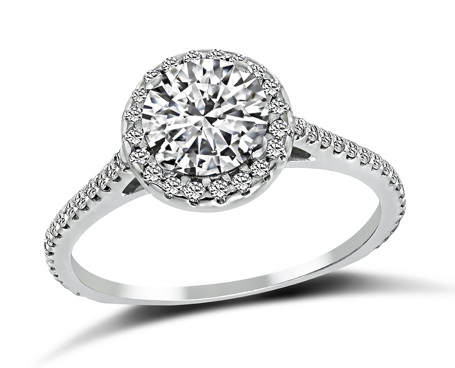 GIA Certified 1.00ct Diamond Halo Engagement Ring