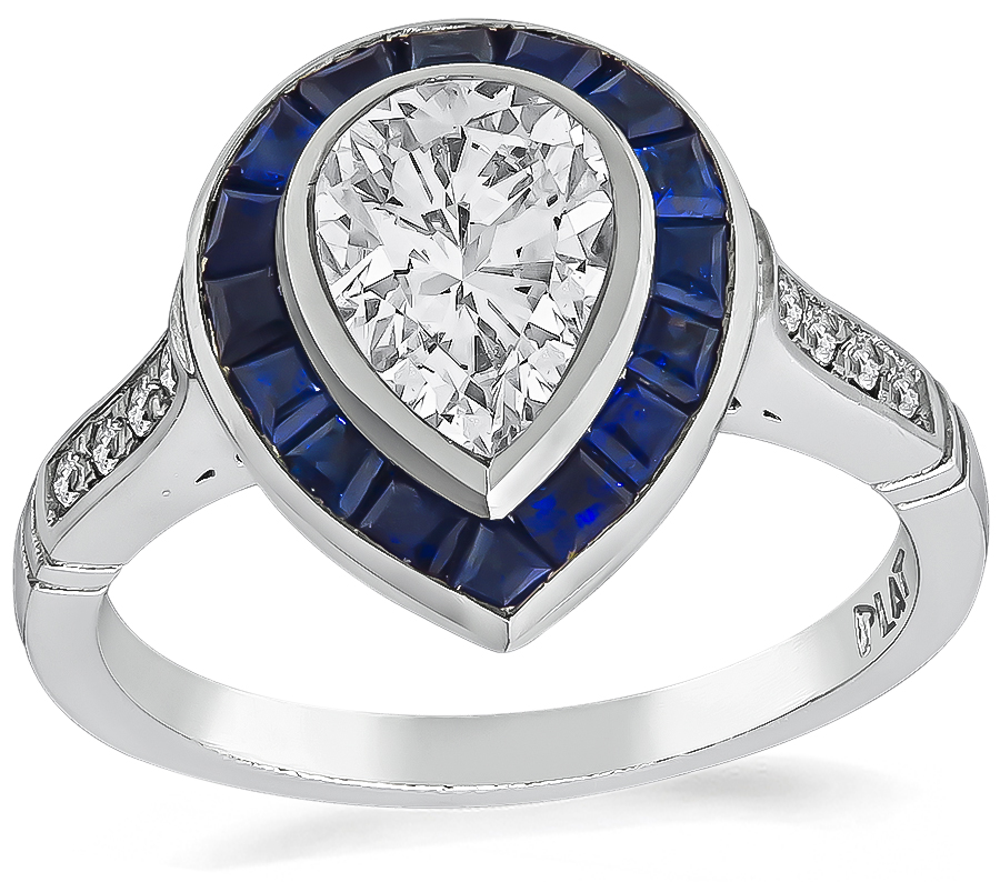 GIA Certified 1.00ct Diamond Sapphire Engagement Ring