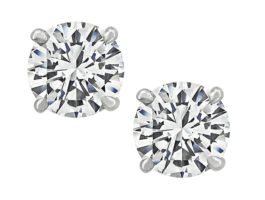 Estate GIA Certified 1.01ct and 1.01ct Diamond Stud Earrings