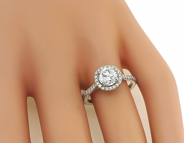 Estate GIA Certified 1.02ct Diamond Halo Engagement Ring