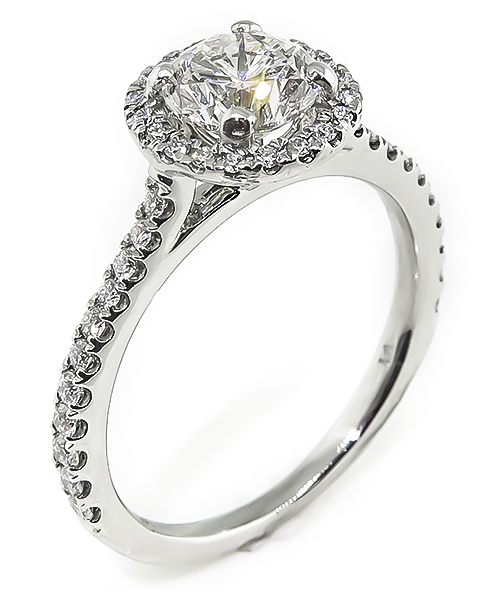 Estate GIA Certified 1.02ct Diamond Halo Engagement Ring