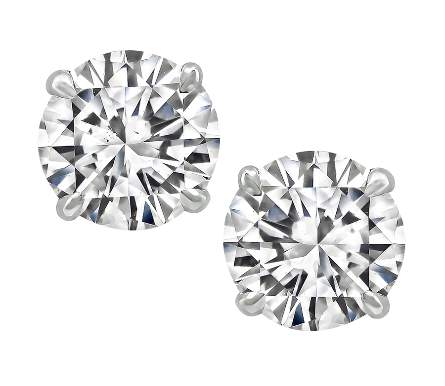 Estate GIA Certified 1.03ct and 1.13ct Diamond Stud Earrings