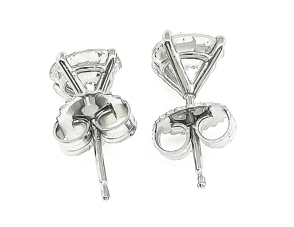 Estate GIA Certified 1.03ct and 1.13ct Diamond Stud Earrings