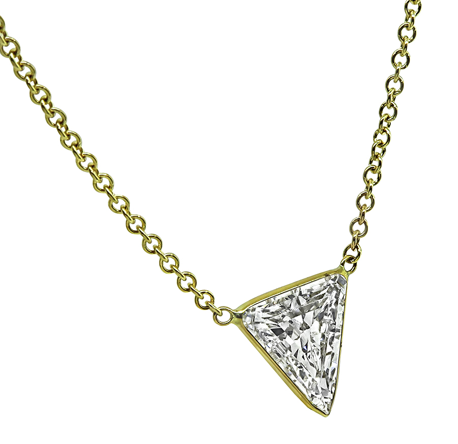 Estate GIA Certified 1.04ct Diamond Pendant Necklace