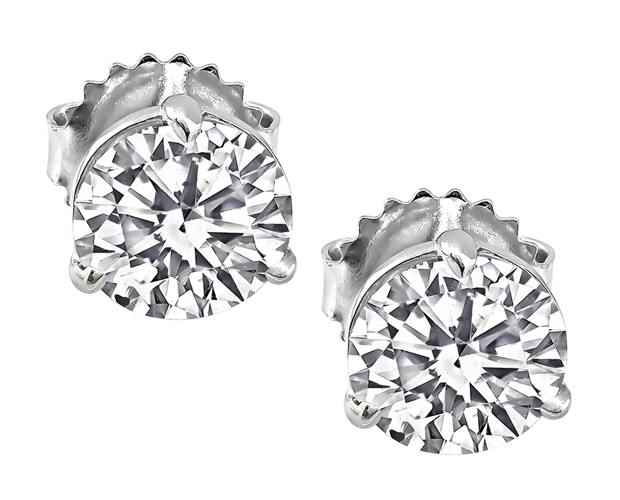 Estate GIA Certified 1.06ct and 1.07ct Diamond Stud Earrings