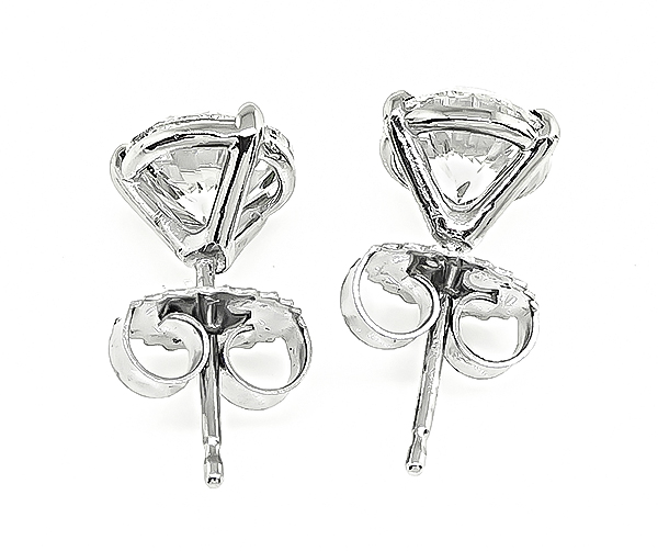 Estate GIA Certified 1.06ct and 1.07ct Diamond Stud Earrings