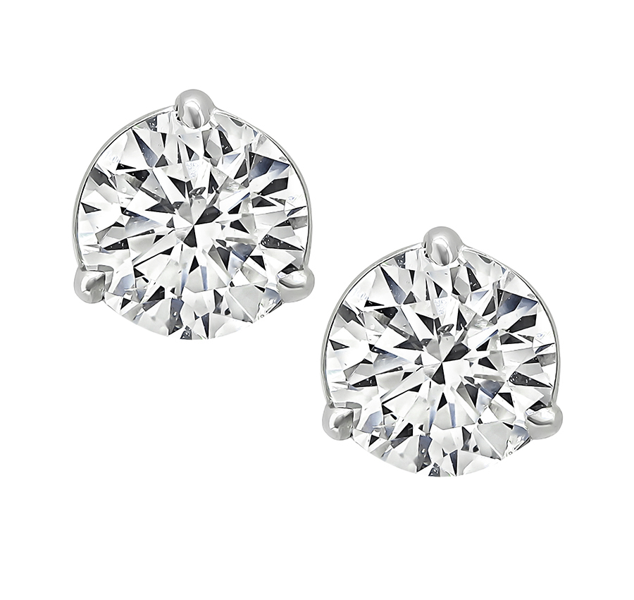 Estate GIA Certified 1.06ct and 1.07ct Diamond Stud Earrings