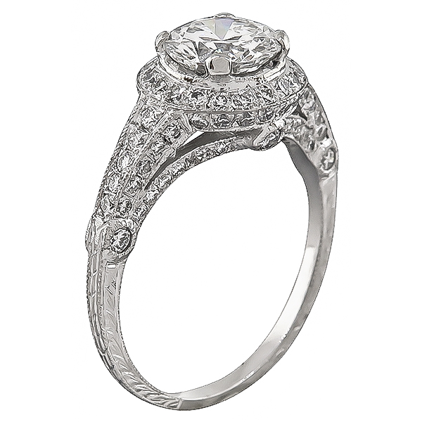 Estate GIA Certified 1.09ct Diamond Engagement Ring