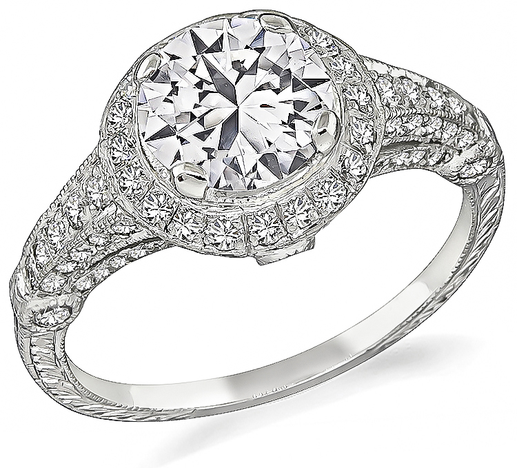 Estate GIA Certified 1.09ct Diamond Engagement Ring