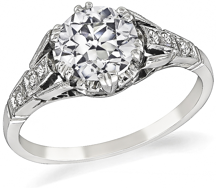 Estate GIA Certified 1.09ct Diamond Engagement Ring