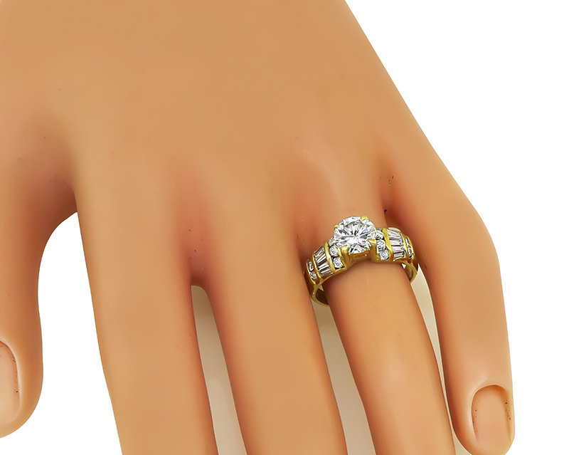 Estate GIA Certified 1.10ct Diamond Gold Engagement Ring