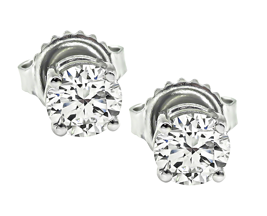 Estate GIA Certified 1.14cttw Diamond Stud Earrings