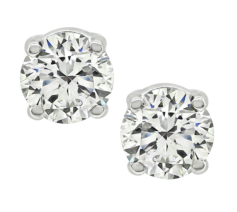 Estate GIA Certified 1.14cttw Diamond Stud Earrings