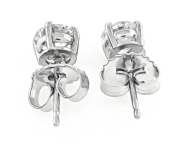 Estate GIA Certified 1.14cttw Diamond Stud Earrings