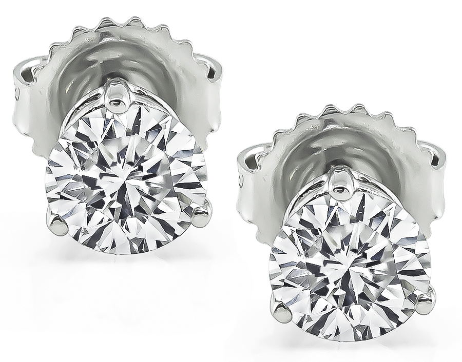 Estate GIA Certified 1.15cttw Diamond Stud Earrings