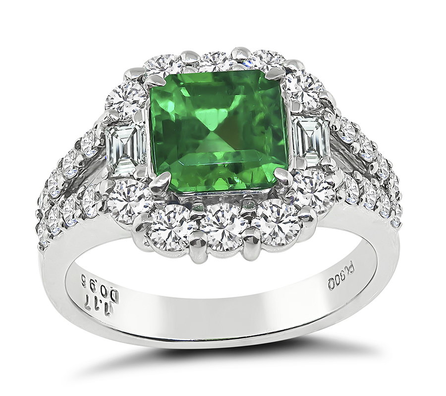 GIA Certified 1.17ct Colombian Emerald 0.96ct Diamond Engagement Ring