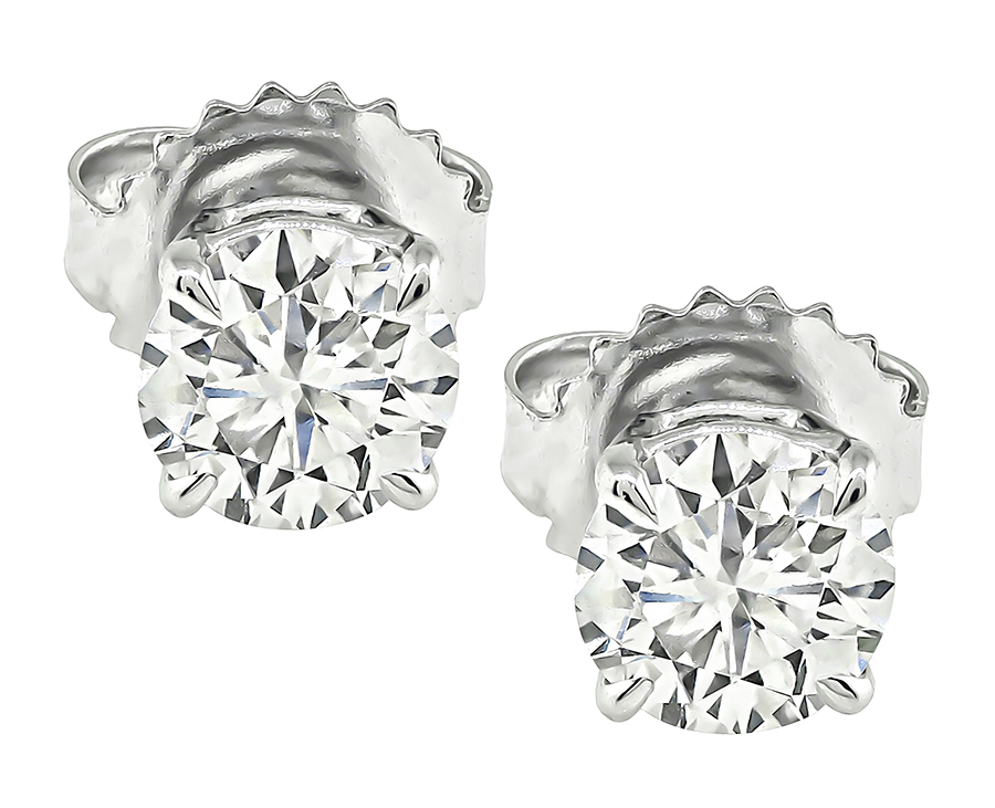 Estate GIA Certified 1.18cttw Diamond Stud Earrings