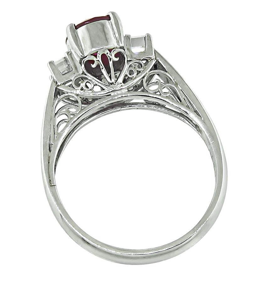 GIA No Heat Ruby Platinum Engagement Ring