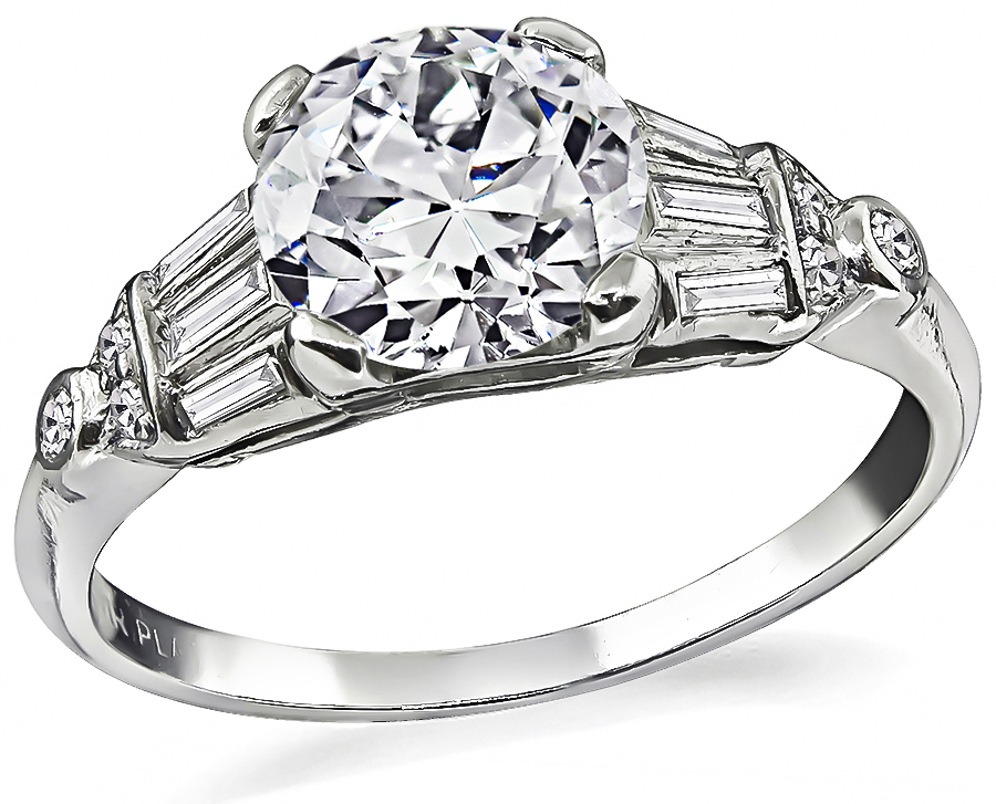 Vintage GIA Certified 1.27ct Diamond Engagement Ring