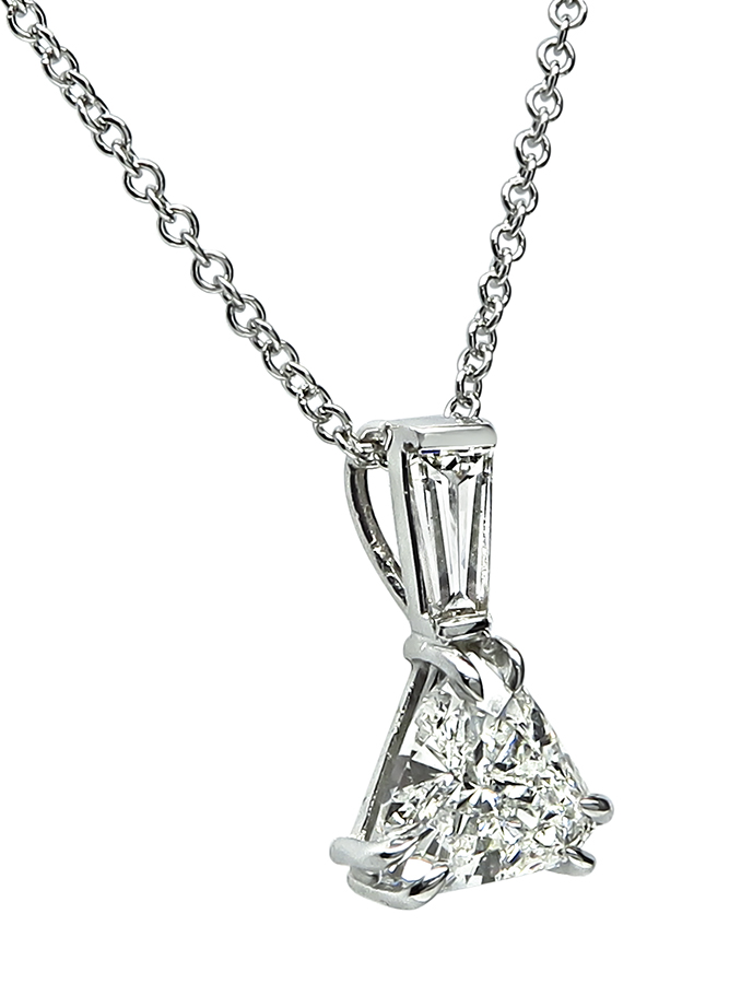 Estate GIA Certified 1.30ct Diamond Pendant Necklace