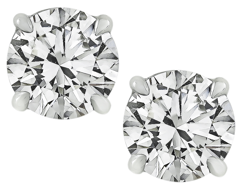 Estate GIA Certified 1.34cttw Diamond Stud Earrings