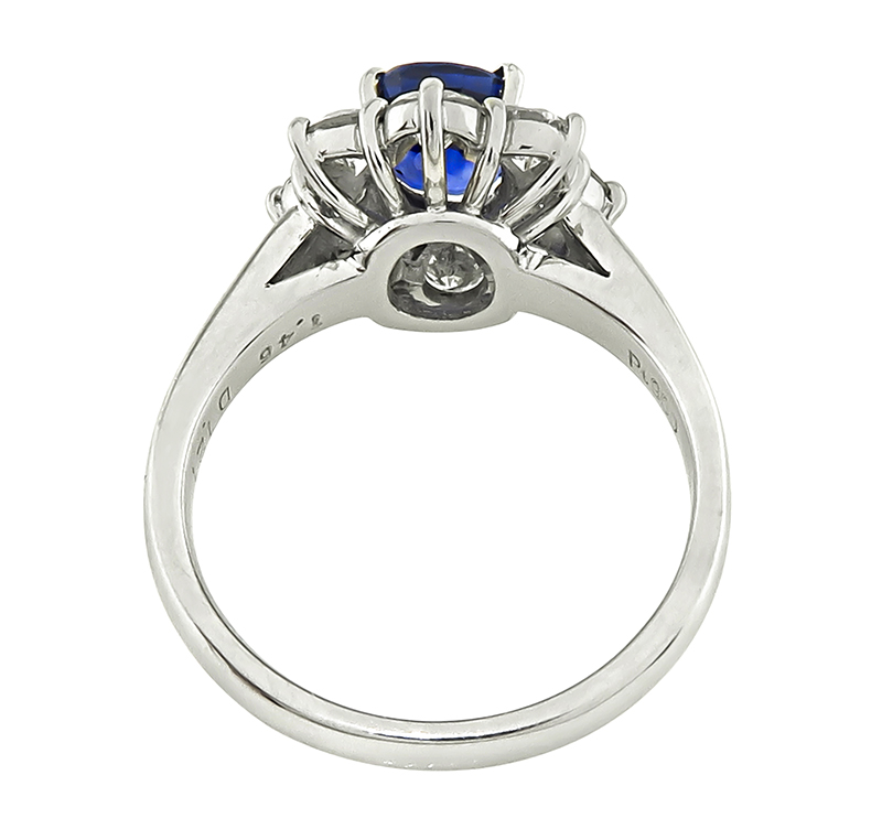 Estate GIA Certified 1.46ct Burma Sapphire 1.21ct Diamond Engagement Ring