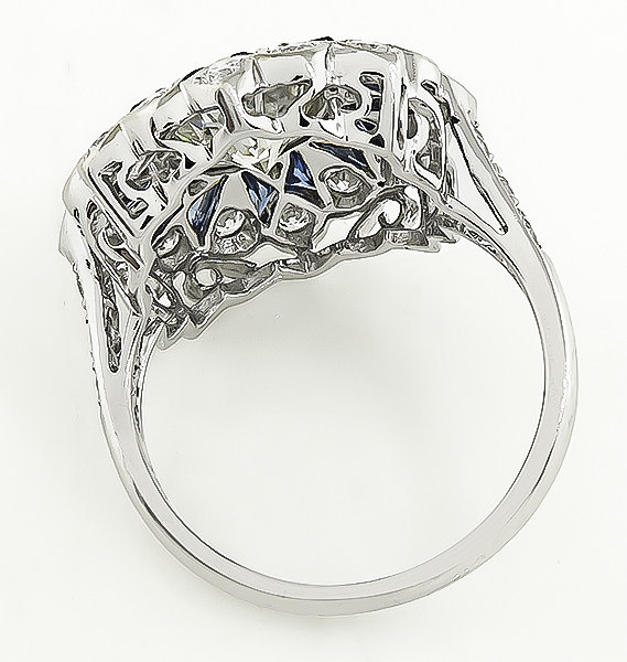 Estate GIA Certified 1.48ct Diamond Sapphire Ring