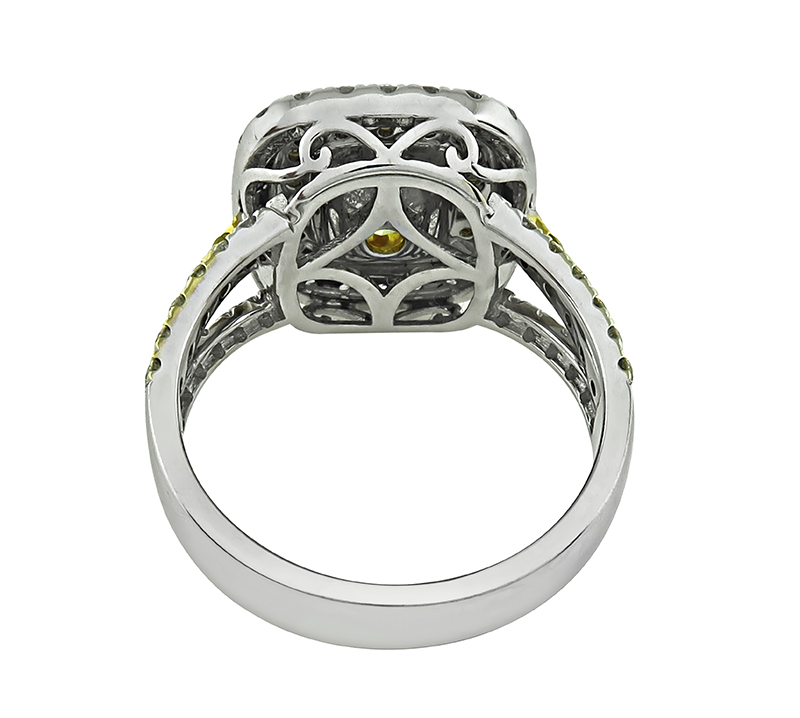 Estate GIA Certified 1.51ct Fancy Yellow Diamond Engagement Ring