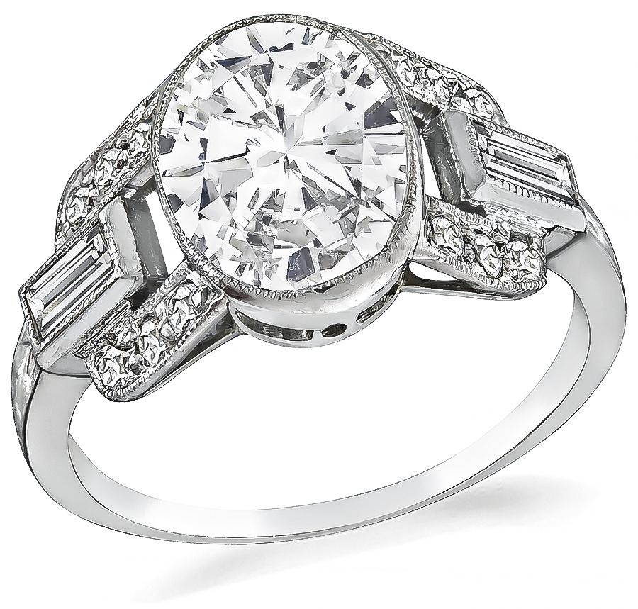 Art Deco GIA Certified 1.66ct Diamond Engagement Ring