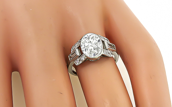 Art Deco GIA Certified 1.66ct Diamond Engagement Ring