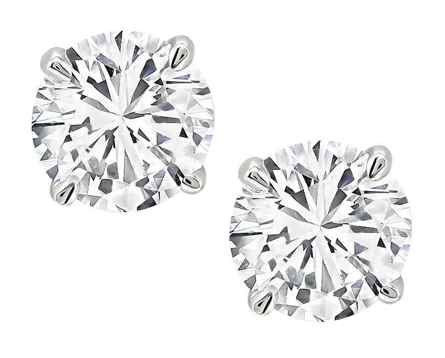 Estate GIA Certified 0.88ct and 0.87ct Diamond Stud Earrings