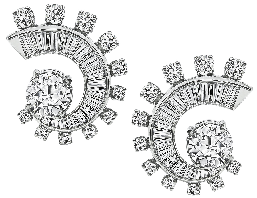 Estate GIA Certified 1.83ct Diamond Earrings