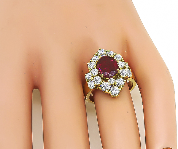 Estate GIA Certified 1.88ct Natural Ruby 2.00ct Diamond Ring